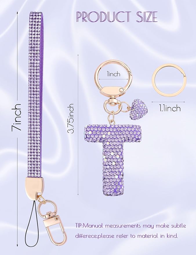 Initial Keychain for Women Girls,Bling Letter Key chain Initial with Heart,Pink Keychain Charms for Backpack Handbag