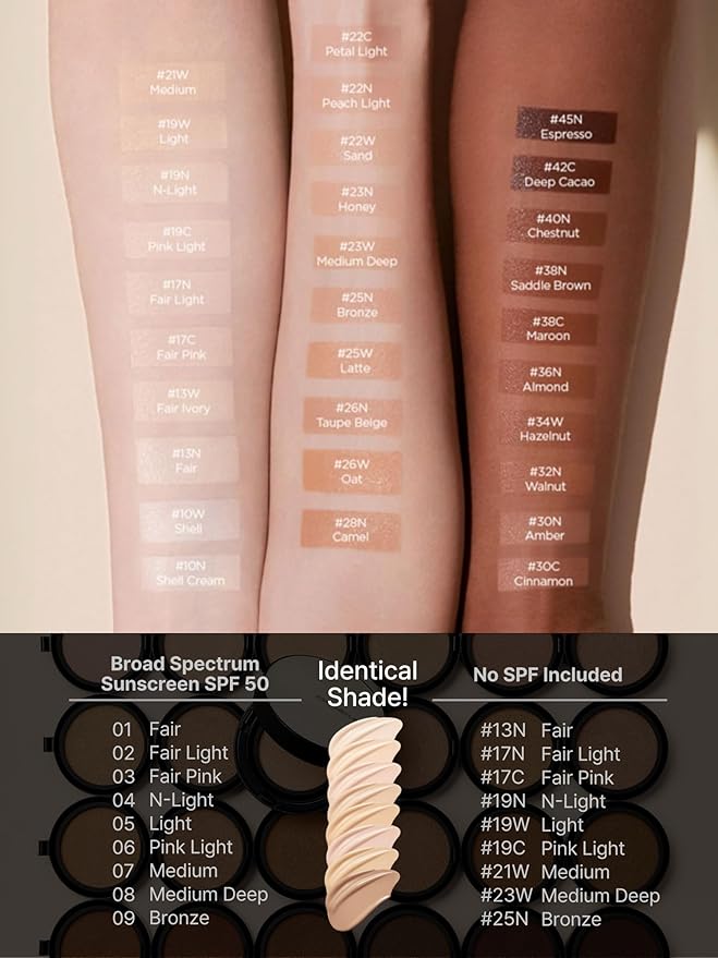 JUNG SAEM MOOL [ SPF ] Essential Skin Nuder Cushion (19 Light) | Refill Included (0.98 Fl Oz) | SPF50 Broad Spectrum | Natural Finish | Makeup Artist Brand
