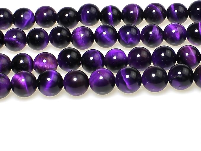 MJDCB Stone Beads 4mm 85pcs Round Purple Tiger's Eye Loose Gemstone Bead Charms for Jewelry Making Bracelet Necklace Earring Pendant