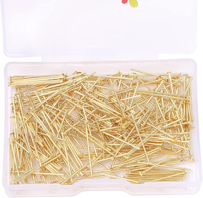 14K Gold Plated Flat Head Pins Non Tarnish 20mm 300pcs for Jewelry Making Findings
