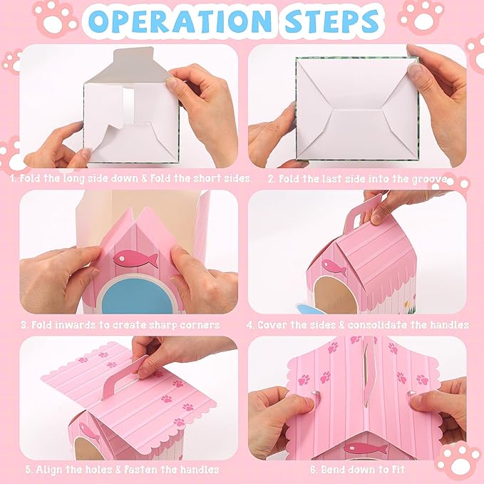 12 Pcs Mini Plush Kitty Set Stuffed Cats, Cat Party Favors with Keychain Gift Toys with Carton House, Kids Birthday Christmas Party Gift