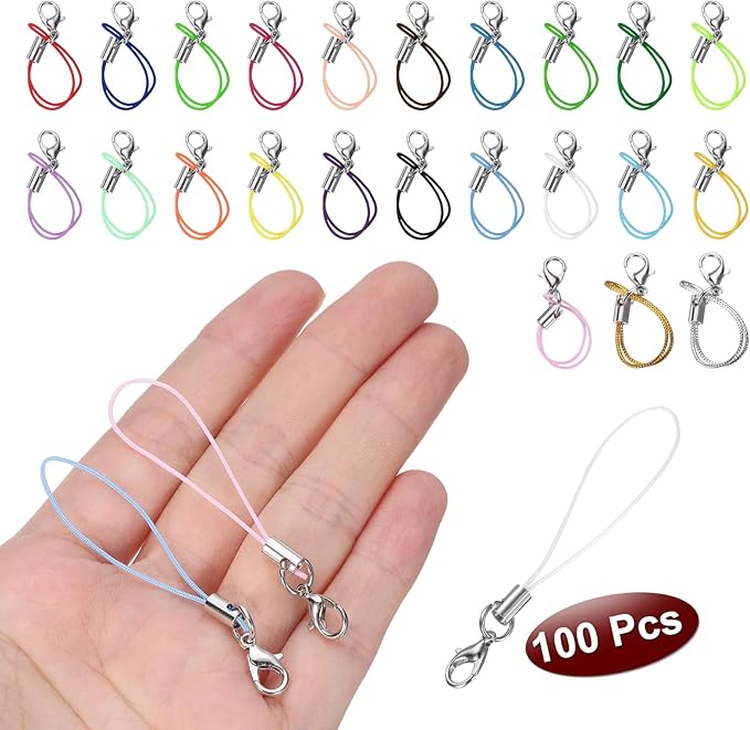 HARFINGTON 100Pcs White Lanyard with Lobster Clasp, Simple Style, Polyester, Nickel-Plated Finish