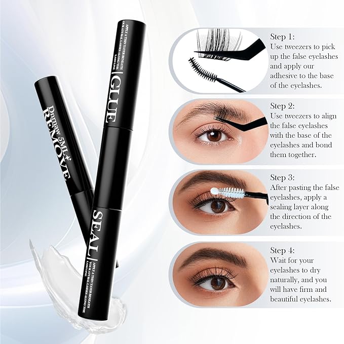 Luxury Lash Clusters Kit - Wispy & Fluffy Cluster Eyelash Extensions 8-16mm, 150H Wear | Korean Hypoallergenic PBT Fibers, Waterproof Glue & Seal | Gift Ready Premium Box (Mix-sliver box)