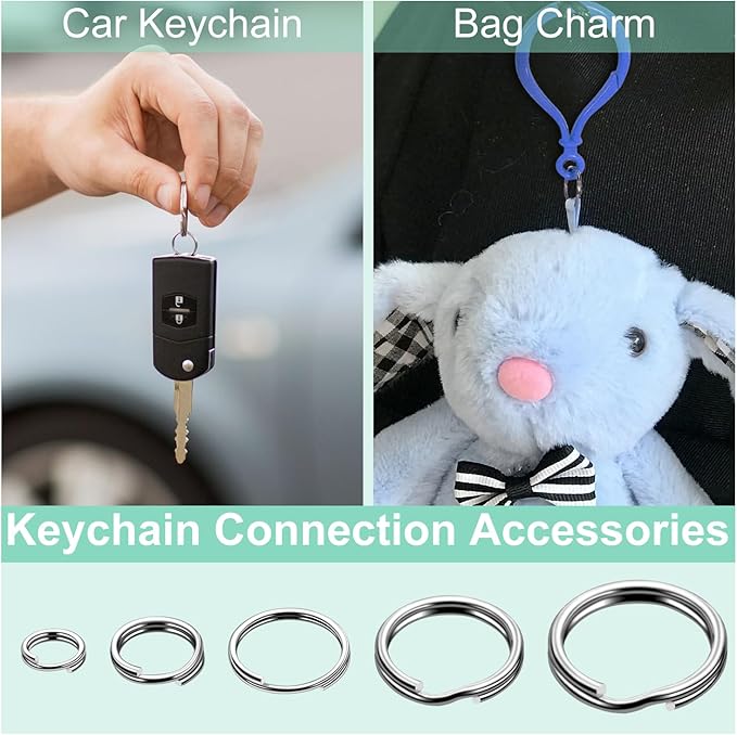5/8" 300 PCS Silver Small Key Rings, Double Loops Split Rings Jewelry Making Metal Mini Key Ring for Keychian, Pet Collar Tag, Luggage Tag DIY Craft Hardware