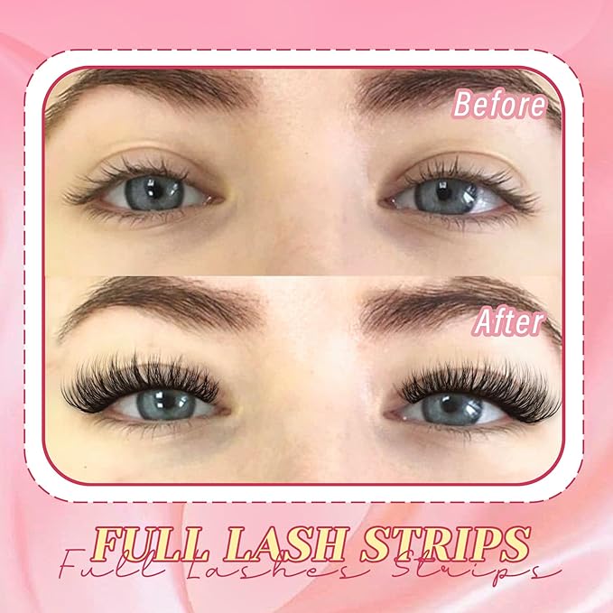 Ahrikiss Lashes Fluffy False Eyelashes Cat Eye Lashes 8 Pairs Faux Mink Lashes 5D Full Strip Lashes Kit with Lash Glue and Lash Tweezers Soft Wispy Fake Lashes (Plume)