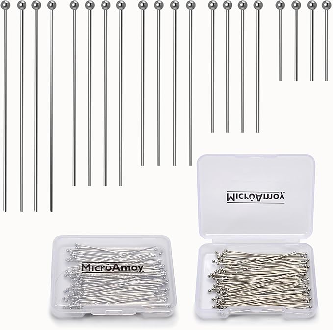 150pcs Silver Filled Ball Pins Non Tarnish Craft Earring Bracelet Jewelry Making Accessories Supplies (30mm (1.18in), Silver-Ball Pin)