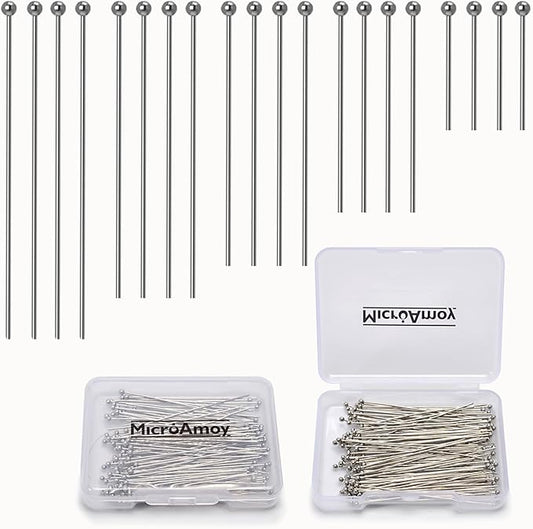 150pcs Silver Filled Ball Pins Non Tarnish Craft Earring Bracelet Jewelry Making Accessories Supplies (30mm (1.18in), Silver-Ball Pin)
