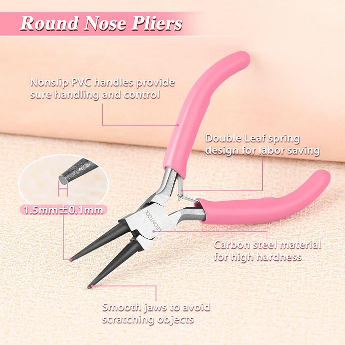 5-Inch Round Nose Pliers for Jewelry Making Wire Bending Tools Wire Looping Plier Small Needle Nose Pliers Smooth Jaws Mini Jewelry Making Supplies for Creating Bracelets Earrings Necklaces