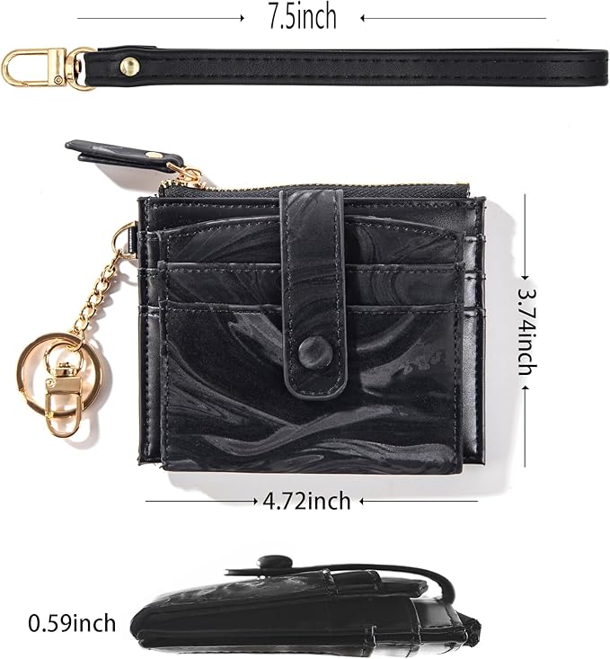 Keychain Wallet Wristlet Small Credit Card Holder Bracelet Key Chain Purse Bangle Tassel Beads Key Rings for Women