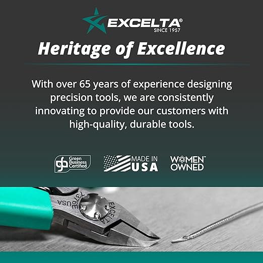 Excelta Stainless Steel Pliers, Gentle Spring Mechanism, Ergonomic Anti-Static & Cushioned Grip, Precision Tool, 5.75" Length, Intermediate
