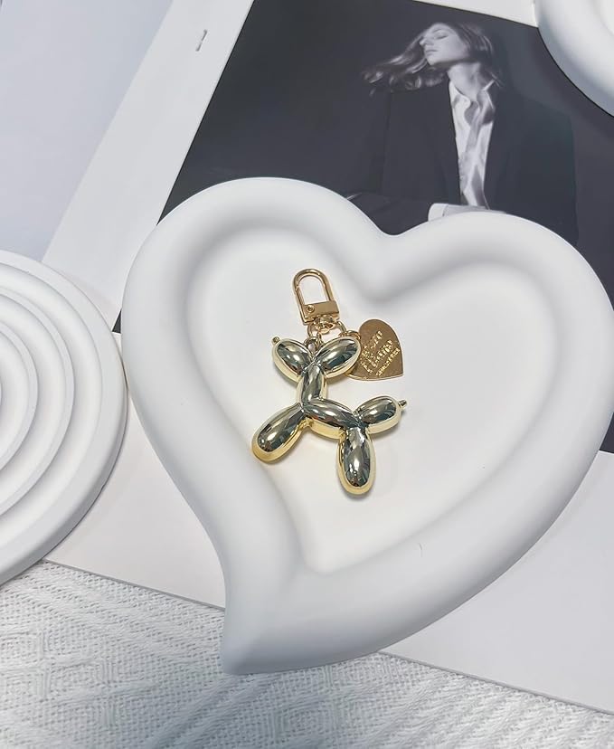 LAEKOU Jelly Balloon Dog Design Keychain for Women, Cute Girls Key Chain, Bag Charms Accessories for Car Purse Backpack