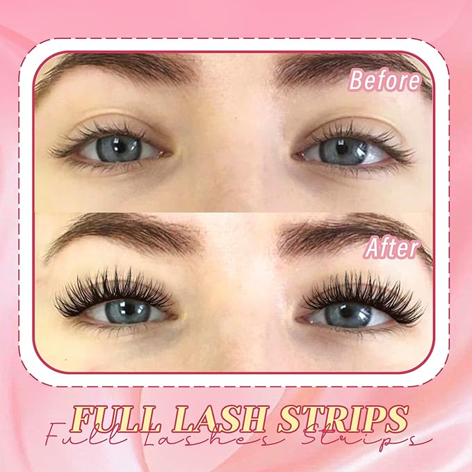 Ahrikiss Lashes Wispy False Eyelashes Natural Look 8 Pairs Faux Mink Lashes Kit with Lash Glue and Lash Tweezers Soft Lightweight Fake Lashes (Charm)