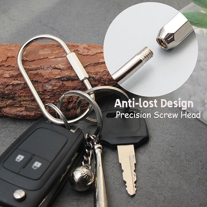 Locking Key Rings,Carabiner Keychain Clip for Keys,Purse Bag Charms Holder for Handbags,Screw Lock Key Organizer,Brass