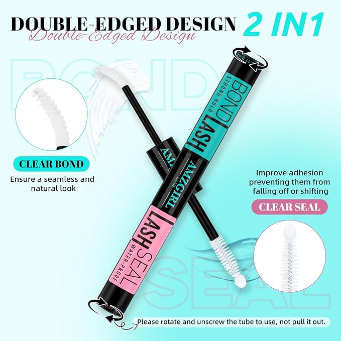Lash Bond and Seal,Lash Glue for Eyelash Extensions,Eyelashes Clusters Lash Bond and Seal Waterproof 10ml,2 in 1 Eyelash Bond and Seal Long Lasting,Bond and Seal Lash Extensions Strong Hold(White)