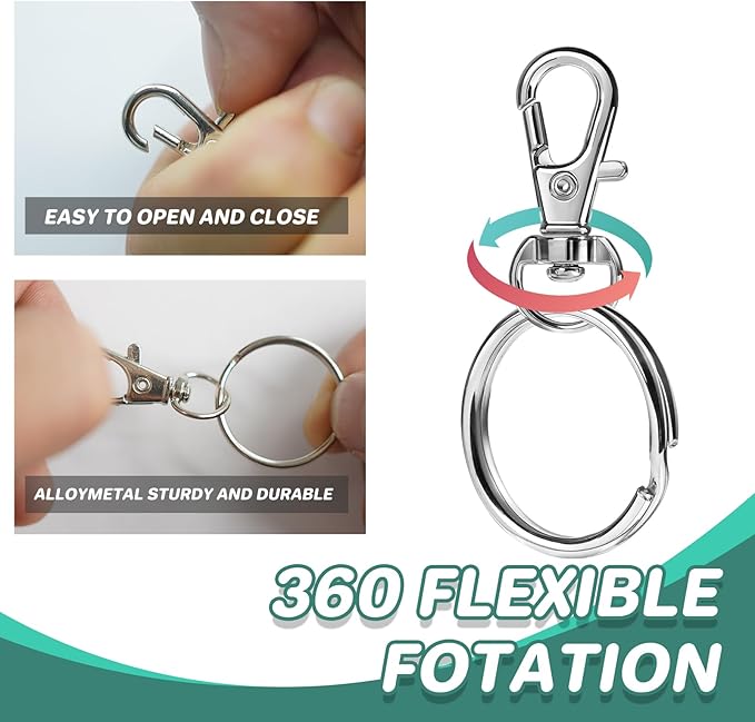 68PCS Swivel Snap Hooks with Key Rings, Metal Lobster Claw Clasp, 34PCS Keychains Clips Hooks and 34PCS Key Chain Rings, Silver