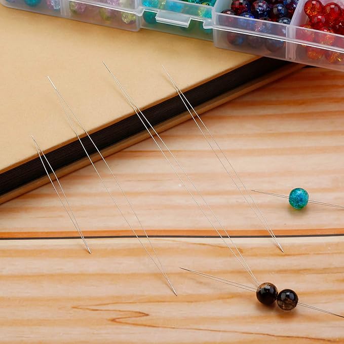 WILLBOND 30 Pcs 6 Size Big Eye Beading Needles Collapsible Seed Bead Threader Embroidery Stainless Needles with Bottle for Jewelry Making, Bracelets, Crafts