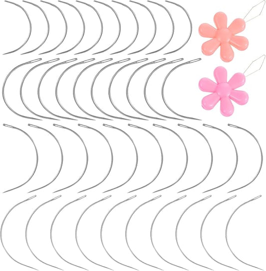 42PCS Curved Needles Sewing 1.4"/1.5"/2"/2.3" C Type Upholstery Needle Hand Weaving Sewing Needles for Carpet Leather Canvas Repairing, Blocking Knitting, Modelling and Crafts