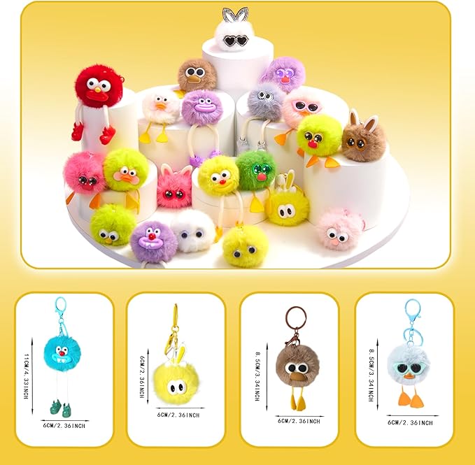 30PCS Party Favors Kids Keychains - Fun Keychain Cute Birthday Goodie Bags Stuffers for Kid Keychain Valentines Day Gifts for Kids Classroom Prizes Key Chains Bulk Elementary Student Prizes