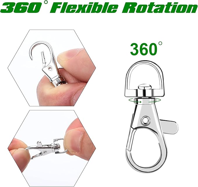 SANNIX 60pcs Keyrings Key Chain Clip Hooks Swivel Clasps Lanyard Snap Hooks with Split Key Rings, Keychain Hooks for Hanging Crafts Jewellery Making