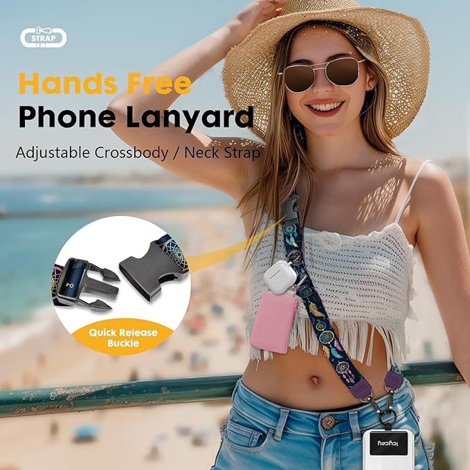 Phone Lanyard Crossbody, Dream Catcher Cell Phone Strap for Around The Neck Adjustable, Anti Theft Cute Lanyard for iPhone Case ID Holder Keys Accessories Travel Essential