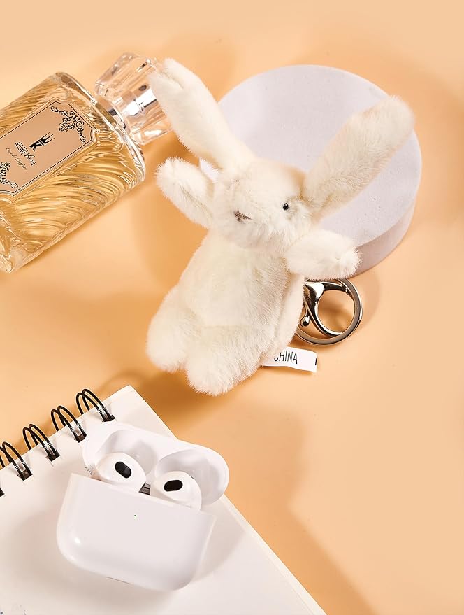 Cute Bunny Plush Keychain, 3.5" Inch Bag Charms for Handbags Backpack Purse Pendant Gift for Women