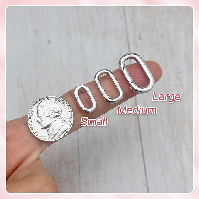 10Pcs Oval Clasp Carabiner Necklace Clasps and Closures, Spring Ring Clasp Pearl Necklace Enhancer Connector for Jewelry Bracelet Making