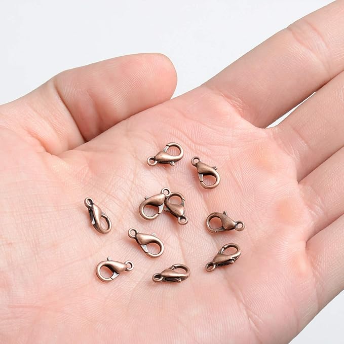 AD Beads 50 Pieces Lobster Claws Clasps Plus 100 Pieces 5mm Match Color Open Jump Rings Suitable for Necklace Bracelets Jewelry (6x10mm, Copper)