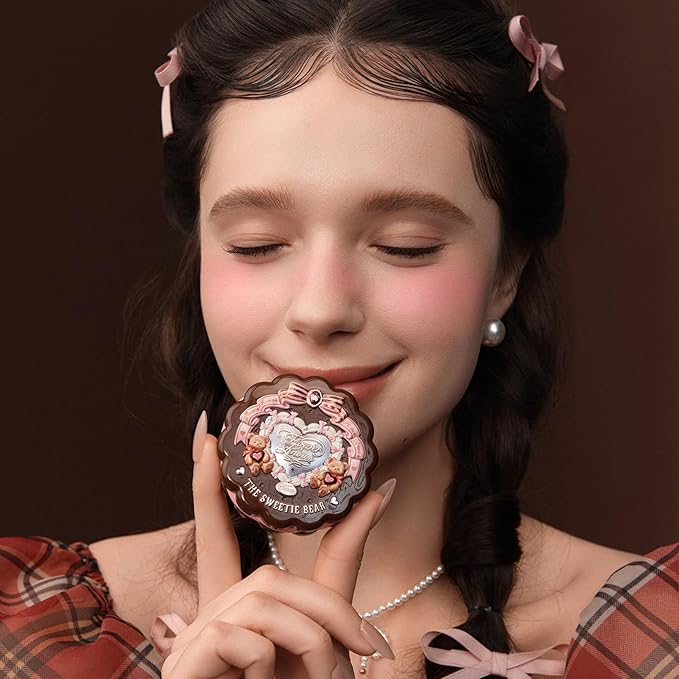 Flower Knows The Sweetie Bear Collection Silk Satin Blush,Shimmery Berry Pink Powder Blush for Cheeks,Buildable & Blendable Face Makeup,Soft Long-Lasting for Women & Girls,0.18 Oz(04 Berry Parfait)