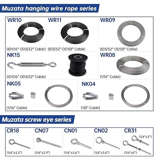 Muzata 10 Pack Eye Screws 3.3 Inch Stainless Steel Screw Eye Hook for Wood Heavy Duty M6 Eyelet Hooks Self Tapping Securing Cables Wire Indoor Outdoor CR18