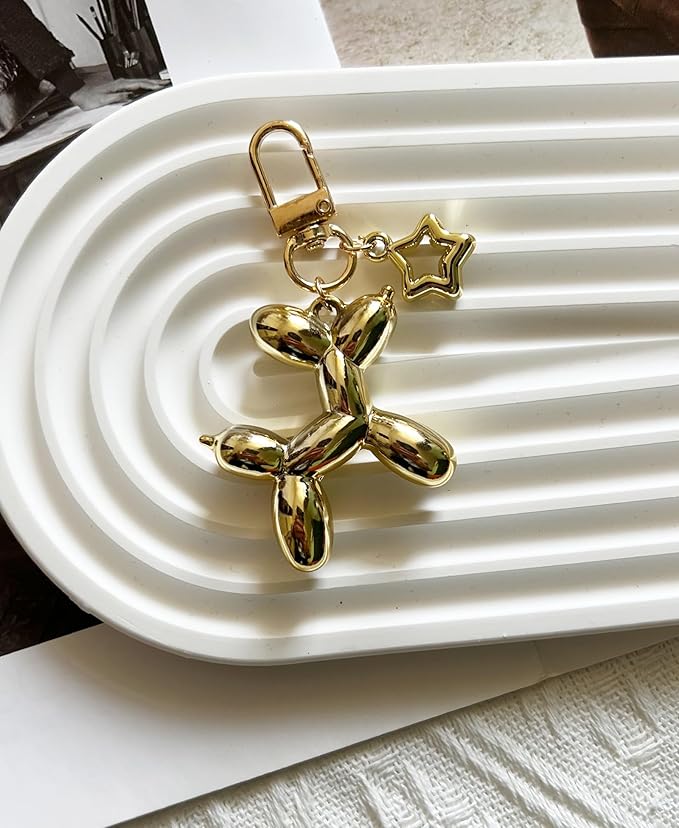 LAEKOU Star Balloon Dog Keychain for Women, Cute Y2K Key Chain Accessories, Aesthetic Charms for Bag Backpack