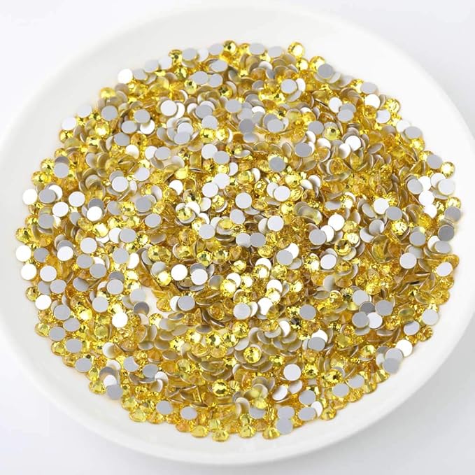 beadsland Flat Back Crystal Rhinestones Round Gems, Lemon Yellow (4.6-4.8mm) SS20/1440pcs