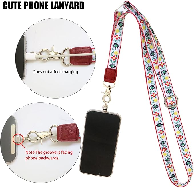 LEMEDE Wrist Keychain and Adjustable Phone Lanyard, Silver Hook Phone Crossbody Strap with 360° Rotating Phone Pads
