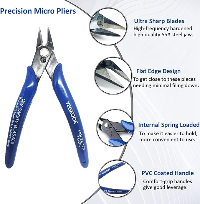 Flush Wire Cutters, 10PACK Flush Cut Pliers, Side Cutters, Diagonal Side Cutting pliers, Wire Snips, Nippers, Small Wire Cutters for jewelry making crafts