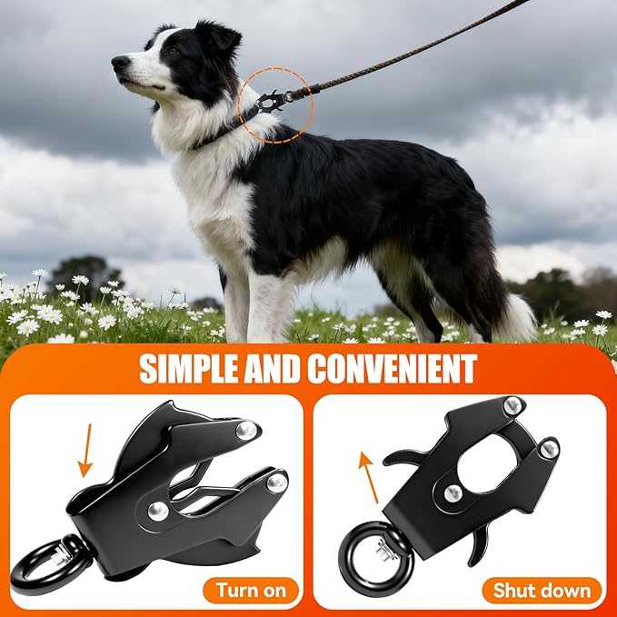 2 Pcs Frog Clip Dog Leash Buckle for Linking Pet Collar Supplies 360 Degree Swivel Heavy-Duty Quick Release Clasp Keychain Tactical (Large (Circle))