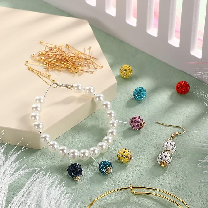 1000 Pieces Jewelry Making Silver Gold 16mm 20mm 25mm 30mm Ball Head Pins Needles Brass Long Craft Head Pins for Jewelry Making Bracelet Earring (Multicolor)