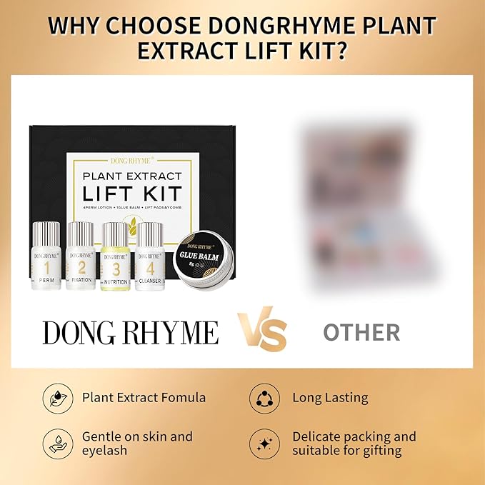 DONG RHYME Lash Lift Kit Eyelash Perm Kit, Professional Plant Extract, Lifting & Curling for Eyelashes, Semi-Permanent Salon & DIY Home Use Eyelash Lift Kit for Beginners