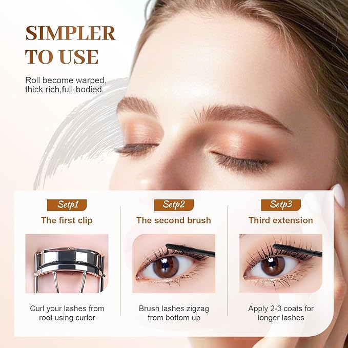Mascara for Older Women 60 Plus, 2025 New Mascara Volume and Length for Mature Women with Thinning Lashes, Non Clumping Waterproof Long Wear (Black)