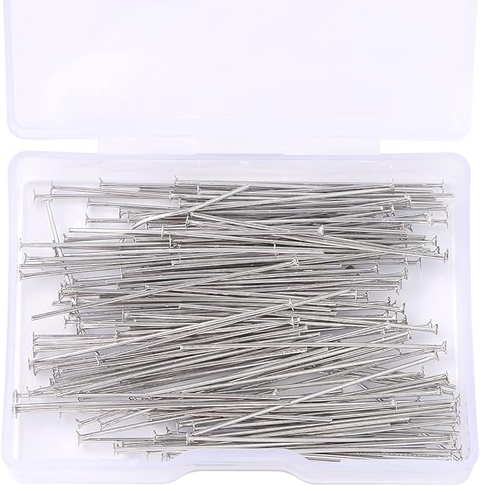Platinum Plated Flat Head Pins Non Tarnish 40mm 150pcs for Jewelry Making Findings