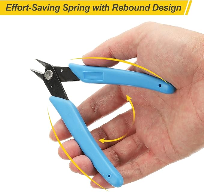 HARFINGTON 2pcs 5" Flush Cut Pliers Small Precision Wire Cutter Side Cutter Diagonal Cutting Pliers for Jewelry Model Electronic 3D Print, Light Blue