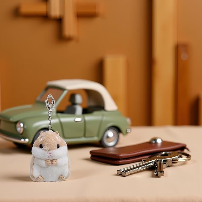 Khaki Cute Hamster Keychain Keychain Charms Wallet Backpack Handbag Charms Automobile Keychains Automotive Trim Women's Key Rings and Keychains Automobile,Accessories