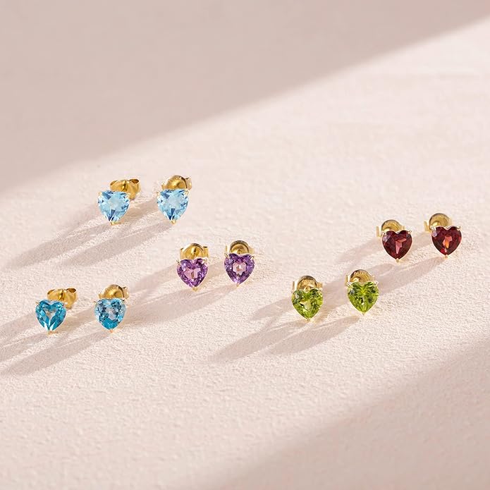 FANCIME 14k Solid Yellow Gold Stud Earrings Gemstone Prong Cluster Stud Earrings Fine Jewelry Gifts for Her Mom Women Wife