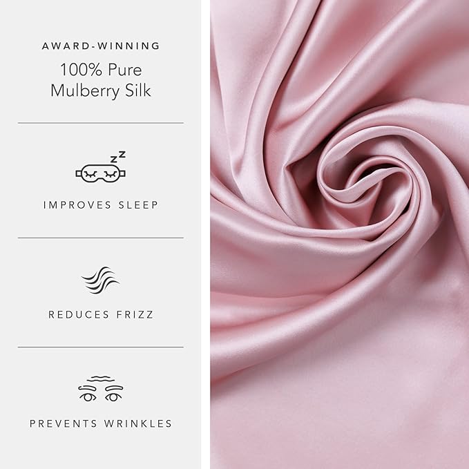 Fishers Finery 19mm 100% Pure Mulberry Silk Pillowcase, Quality Tested (English Rose, Q)
