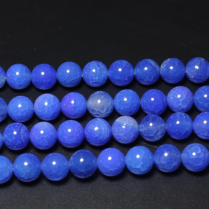 MJDCB Natural Stone Beads 10mm 35pcs Round Blue Dragon Vein Agate Loose Gemstone Bead Charms for Jewelry Making Bracelet Necklace Earring Pendant