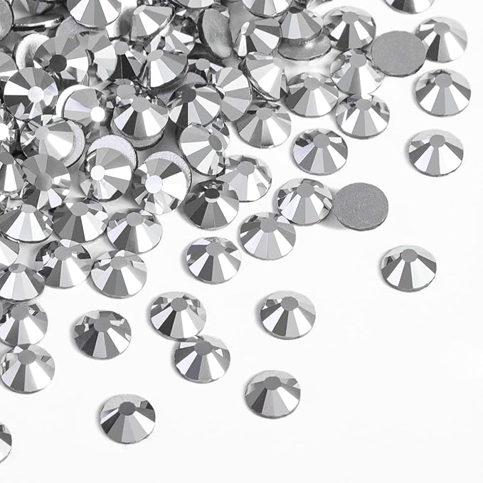 Beadsland 2880pcs Flat Back Crystal Rhinestones Round Gems for Nail Art and Craft Glue Fix,Silver Hematite,SS4,1.5-1.7mm
