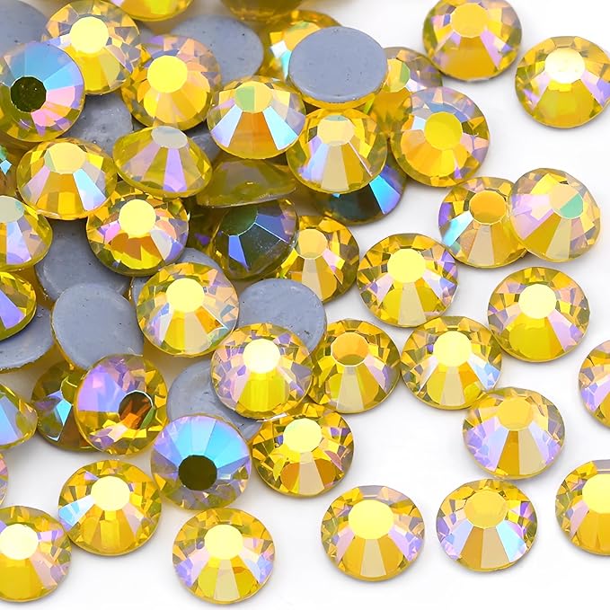 1440pcs Hotfix Rhinestones Flatback Crystal Rhinestones for Crafts Crafting Clothes Shoes DIY Decorations, 4.8mm SS20, Lemon Ab