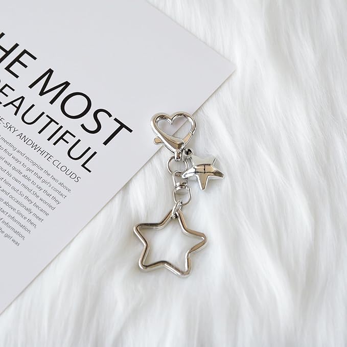 8 Ball Keychain Silver Star Key Chain Bottle Opener Dice Cute Bag Charm Decor for Handbag Backpack Gift for Him Her