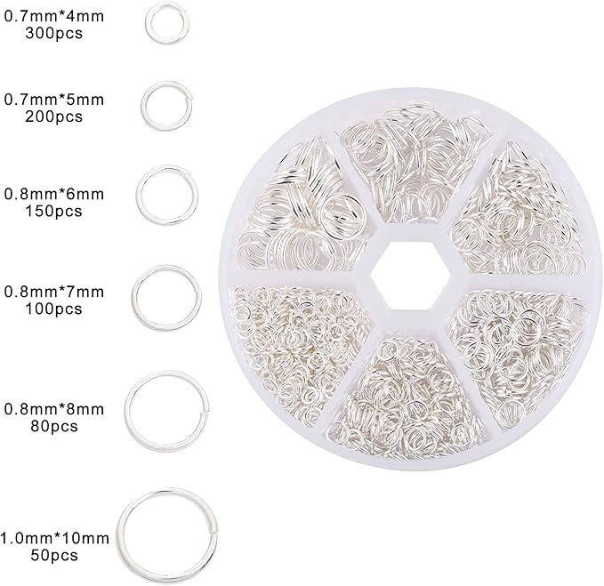 Silver Jump Rings for Jewelry Making Supplies Open Jump Rings 4mm 5mm 6mm 7mm 8mm 10mm Jump Ring for DIY Bracelet Earrings Necklace Jewelry Findings Connectors O Rings Jump Ring