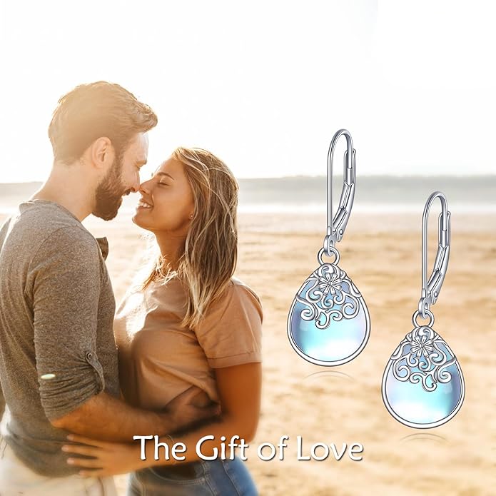 POPLYKE Celtic Filigree Teardrop Drop Dangle Earrings Sterling Silver Leverback Earrings Jewelry for Women