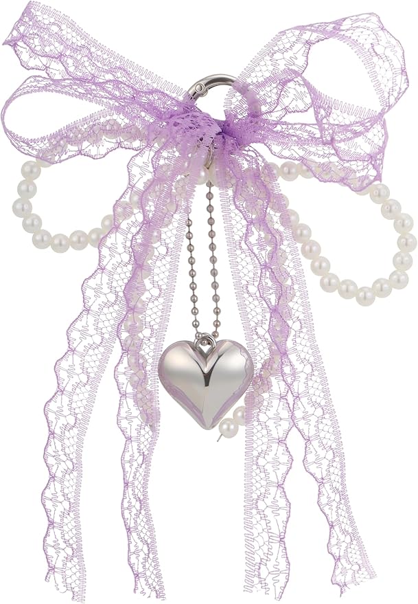 Pearl Bow Keychain Cute Y2k Lace Bowknot Keychain Coquette Aesthetic Accessories Bag Purse Handbag Backpack Charm