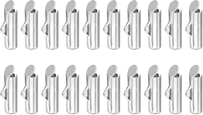 uxcell 100Pcs Slide on End Clasps, 10mm Tube Ball Bead Slider Crimp Ends for Multi-Strand DIY Craft Making, Silver White